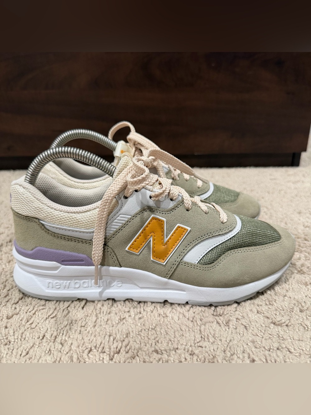 New Balance 997H Women’s Size 8 Olive Green Orange Purple Suede Sneakers